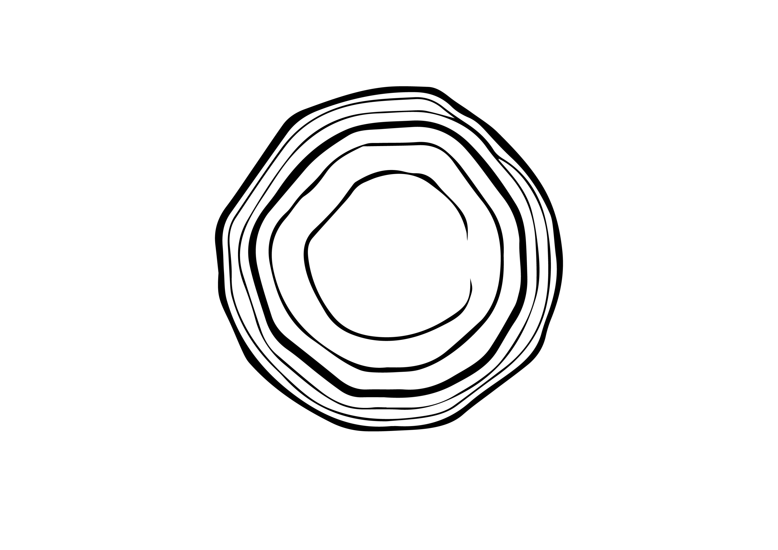 Symbole graphique de l’identité visuelle BOISCOM inspiré du bois et des cernes